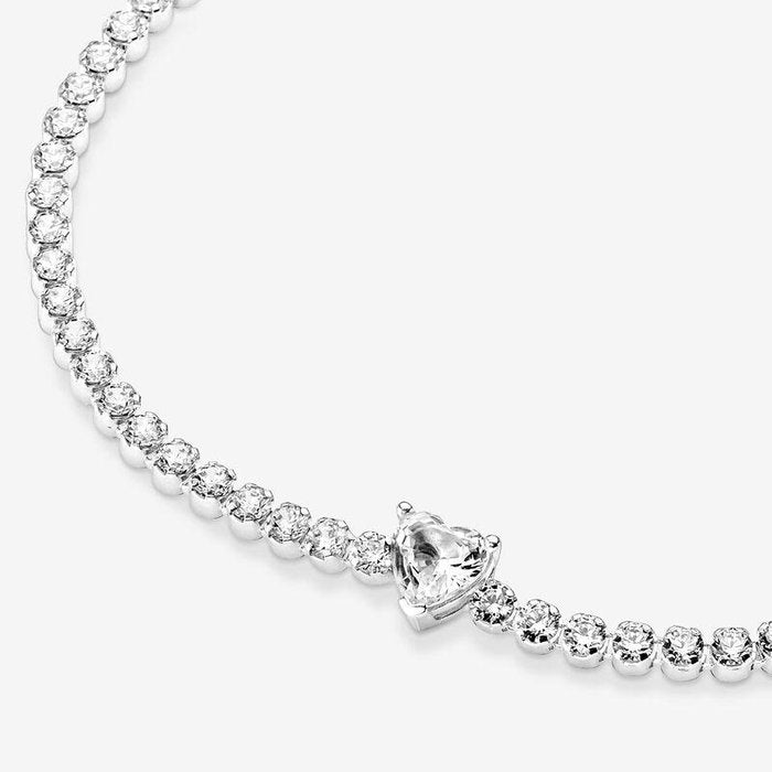 Bracelet de tennis avec cœur en relief