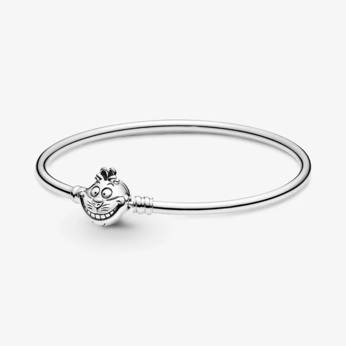 Alice in Wonderland Disney Pandora Moments Bangle Bracelet with Cheshire Cat Clasp