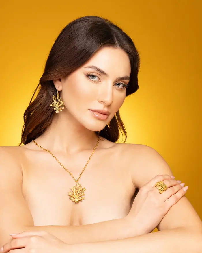Collana Pendente Corallo Gold