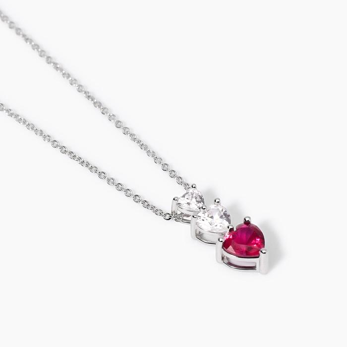 Lovely Synthetic Ruby and Zirconia Heart Choker