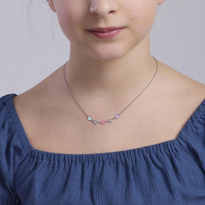 Collier ras du cou pour fille avec cœurs et étoiles Cuor Di Stelle