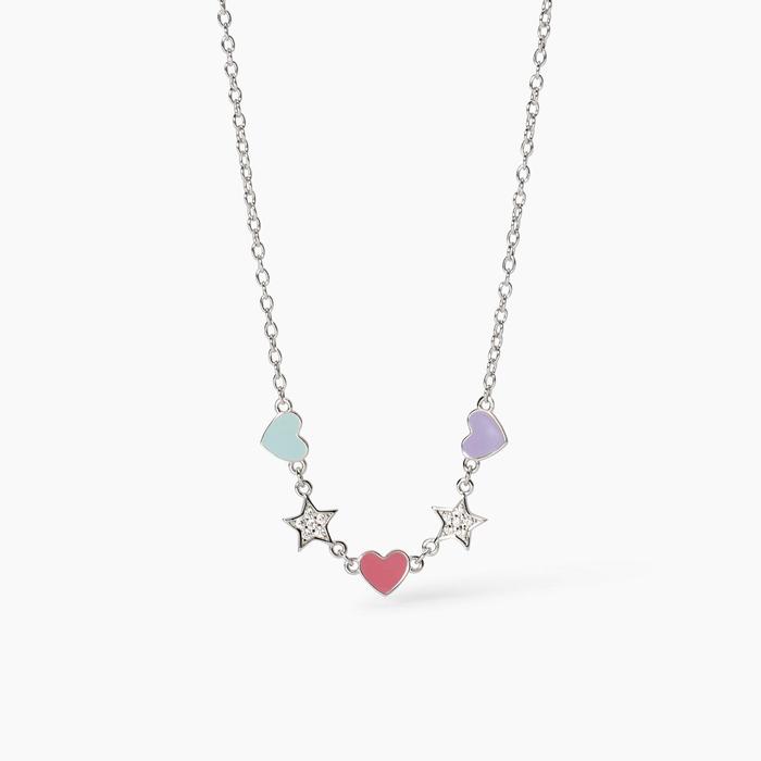 Collier ras du cou pour fille avec cœurs et étoiles Cuor Di Stelle
