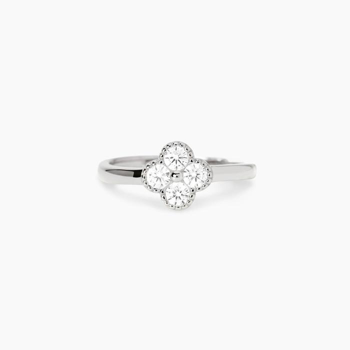 Jasmine Zirconia Flower Silver Ring