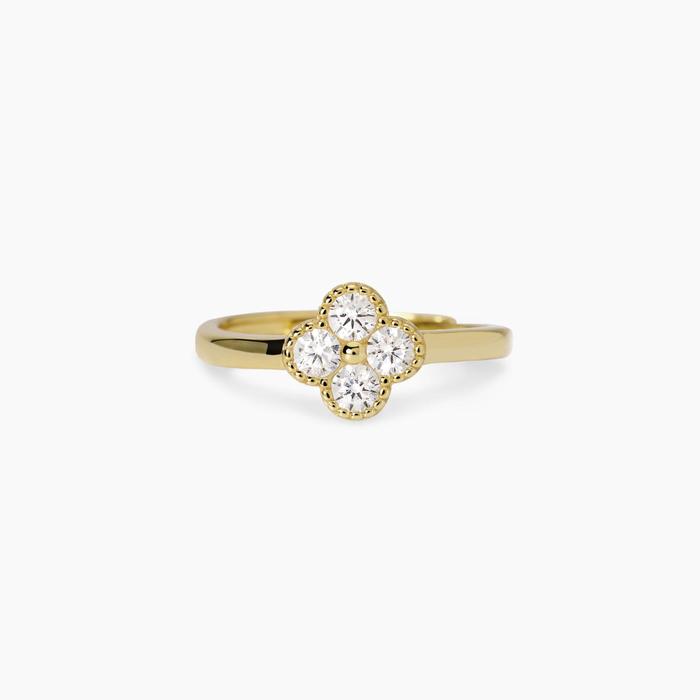 Bague en argent plaqué or avec fleur de jasmin