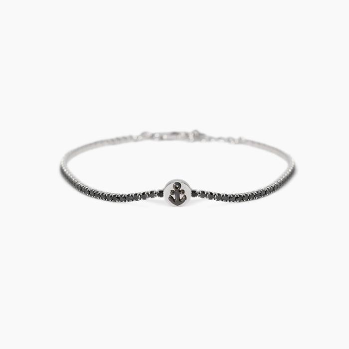 Bracelet de tennis pour homme avec ancre de croisière