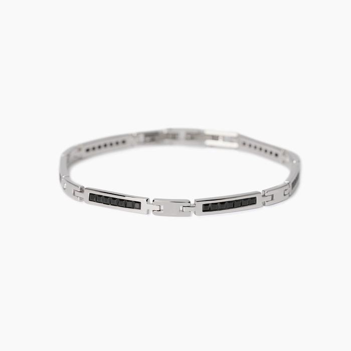 Bracelet homme avec plaques et zircones noires Reloaded