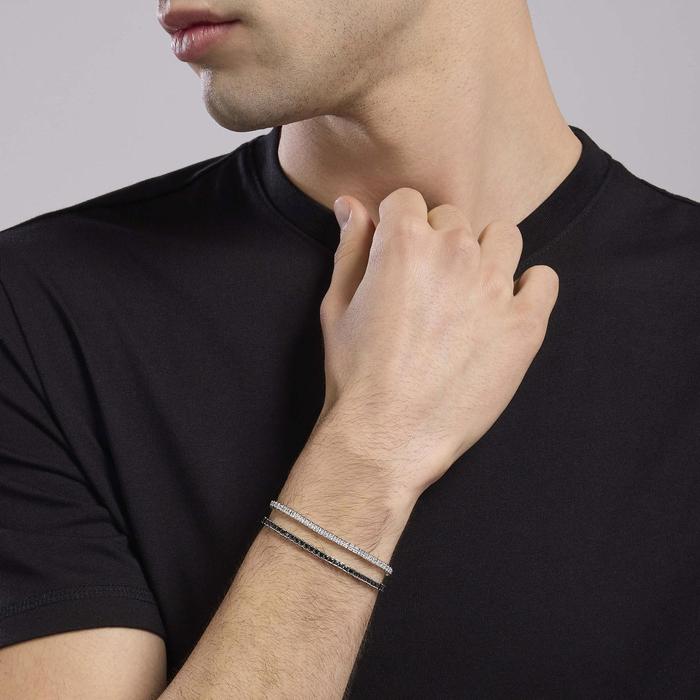 Bracciale tennis uomo con zirconi neri Tennis Club