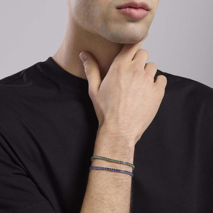 Bracelet de tennis pour homme avec saphirs synthétiques | Club de tennis de bijoux Mabina