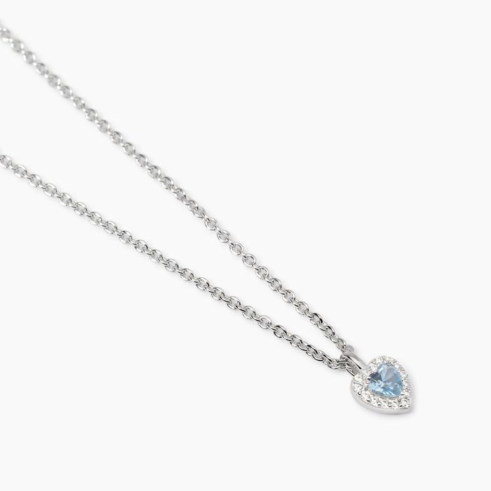 Collier ras du cou en aigue-marine synthétique Love Affair à cœur taillé