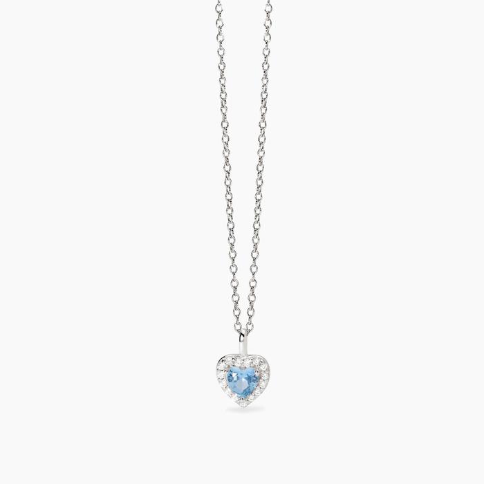 Collier ras du cou en aigue-marine synthétique Love Affair à cœur taillé