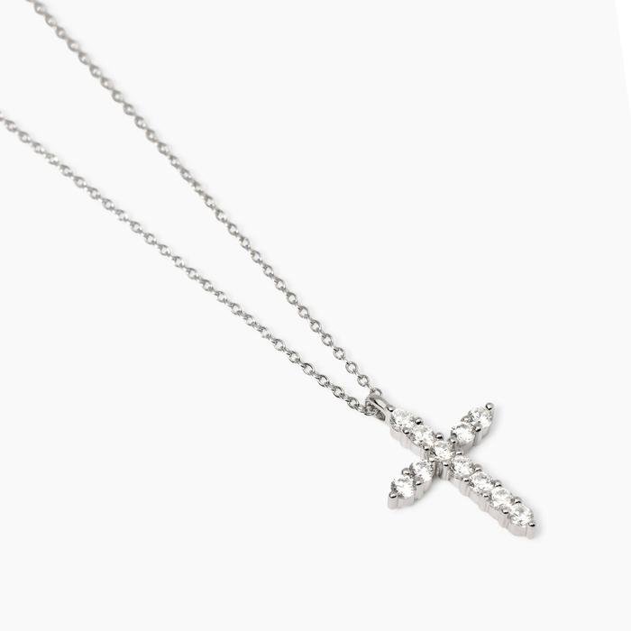Collier ras du cou avec pendentif croix en zircone Divina