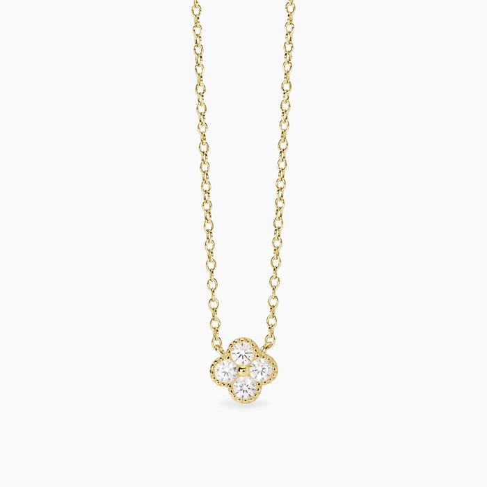 Collier ras du cou avec pendentif fleur de jasmin en zircone