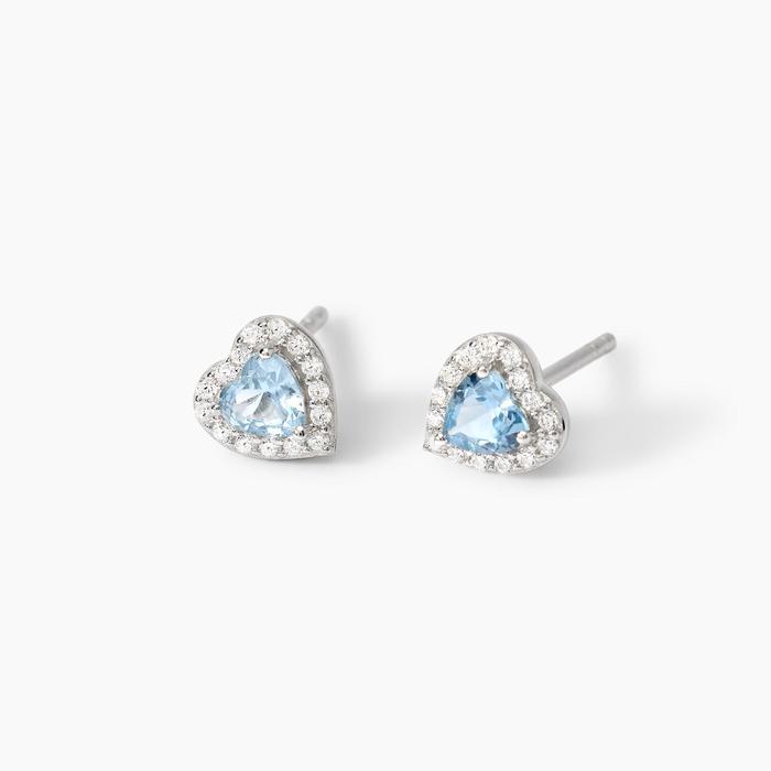 Love Affair Heart Cut Synthetic Aquamarine Earrings