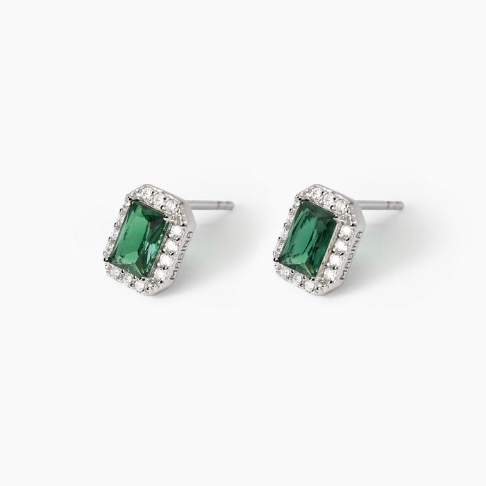 Stud earrings with zirconia and synthetic emerald Cool or Rétro?