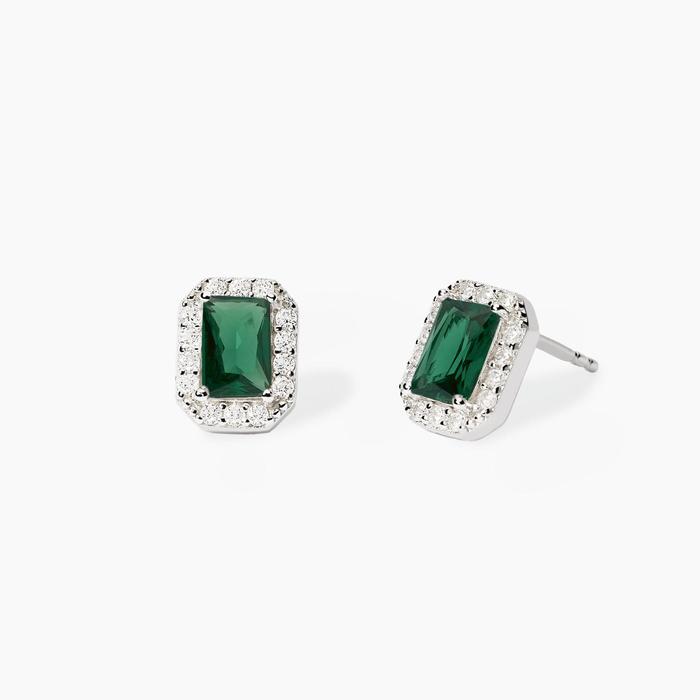 Stud earrings with zirconia and synthetic emerald Cool or Rétro?