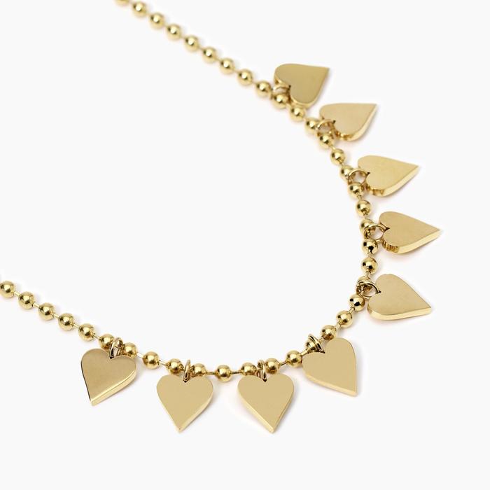 Golden choker with ball chain and hearts