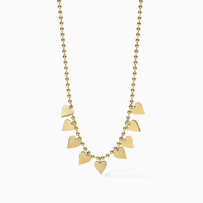 Golden choker with ball chain and hearts