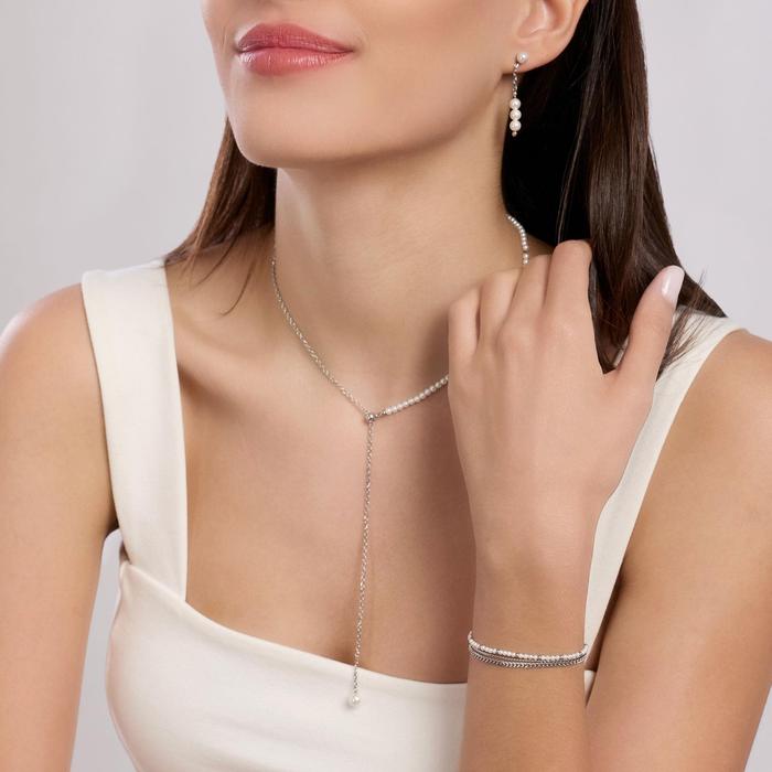 Orecchini pendenti in acciaio con perle conchiglia Style 32