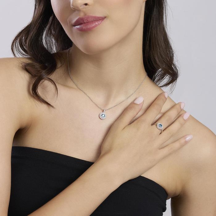 Anello con acquamarina sintetica e zirconi VITTORIA