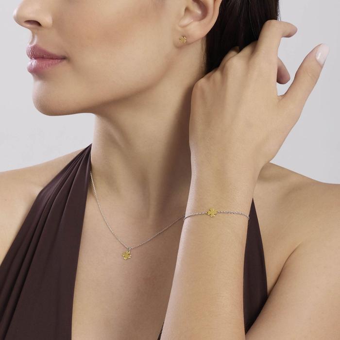 Girocollo da donna in argento con quadrifoglio in oro 9K COLPO DI FORTUNA
