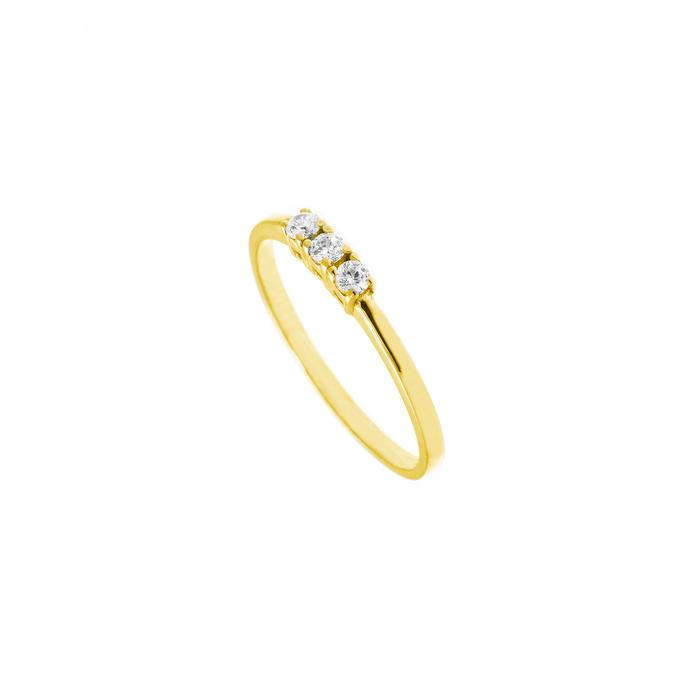 Bague légère en or véritable et zircon