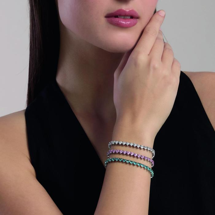 Bracciale tennis cuore con zirconi rosa Style 60