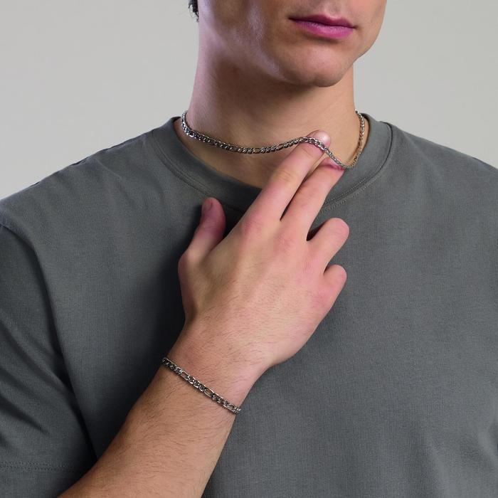 Bracciale uomo in acciaio con catena figaro Style 36