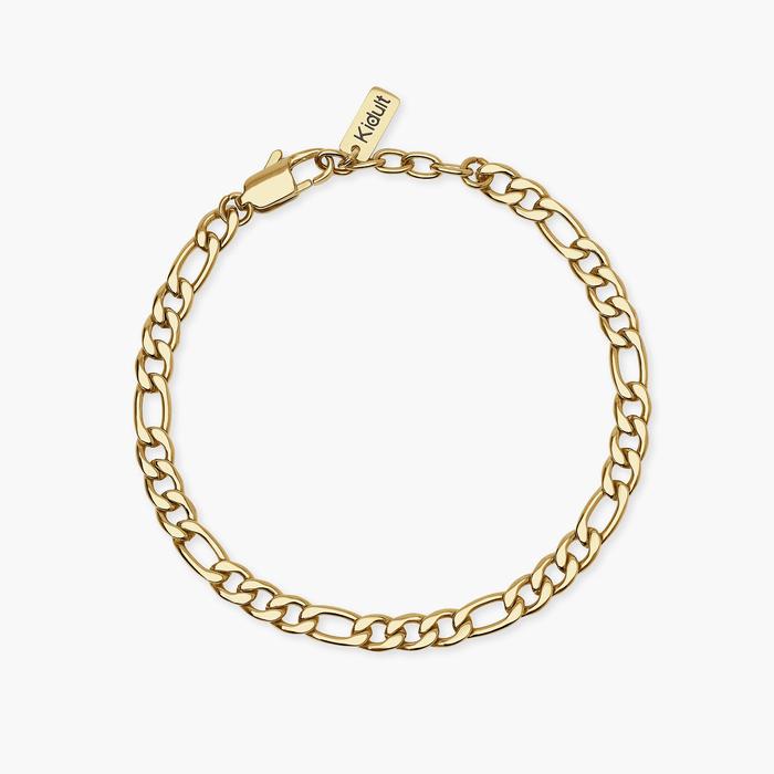 Bracciale uomo in acciaio dorato con catena figaro Style 36