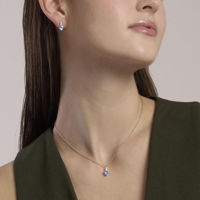 Orecchini con cuore pendente in acquamarina sintetica ROUGE