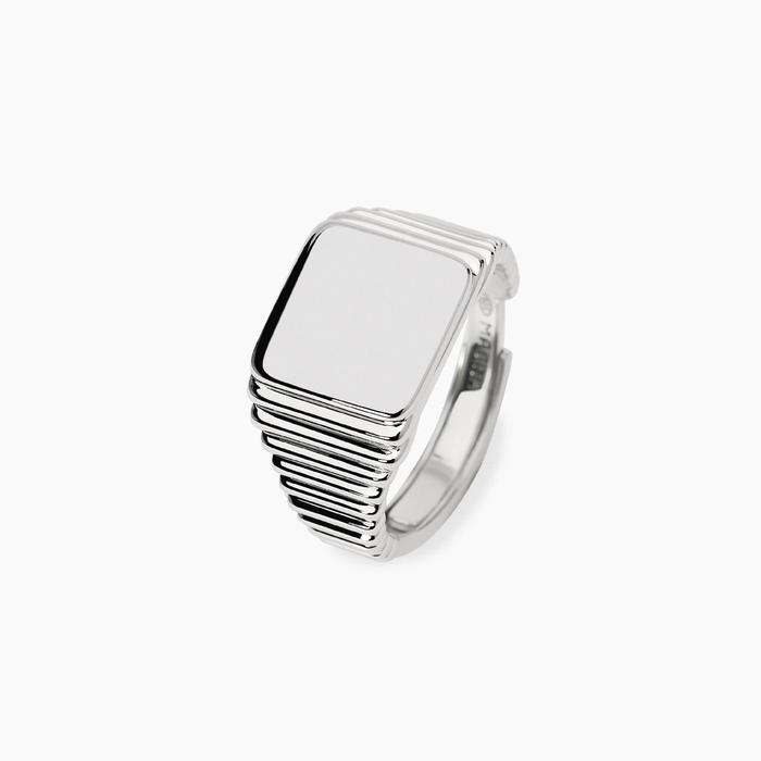 Anello chevalier regolabile in argento con con tavola quadrata JOHNNY
