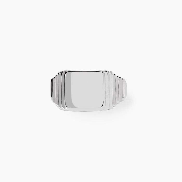 Anello chevalier regolabile in argento con con tavola quadrata JOHNNY
