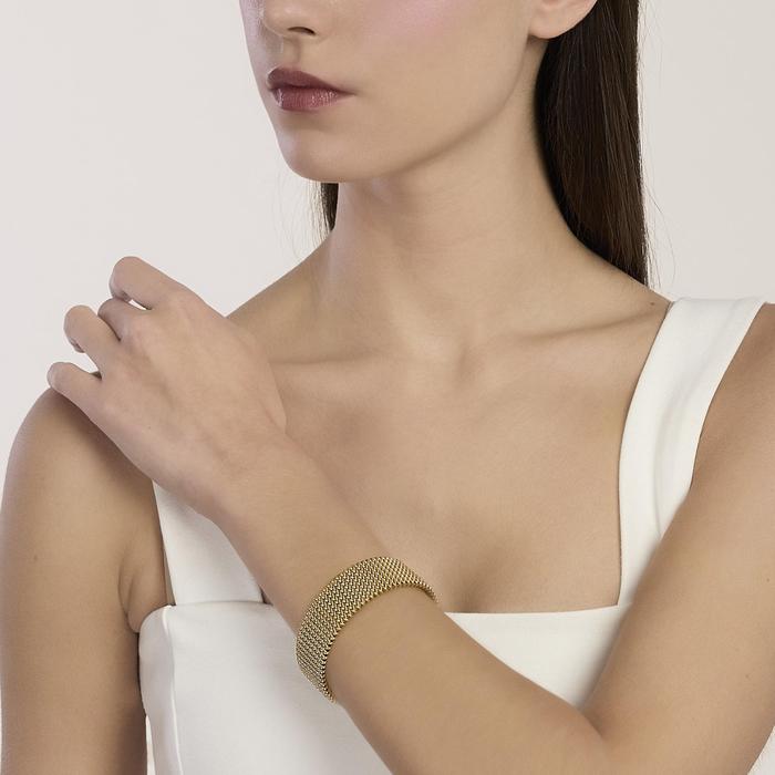 Bracciale cuff dorato con maglia mesh Style 61