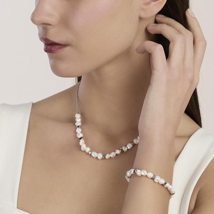 Bracciale in acciaio e perle conchiglia Style 70
