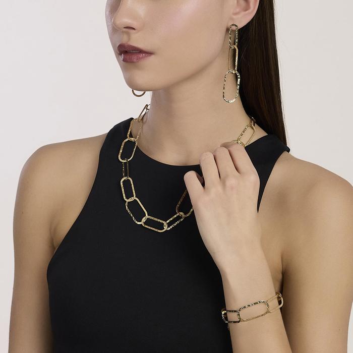 Bracciale con maglie dorate martellate Style 83