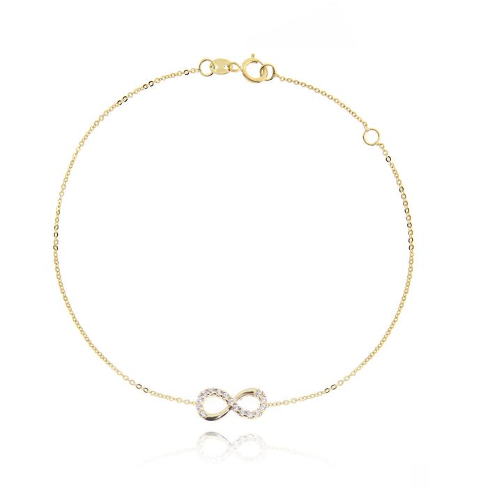 Infinity Bracelet in Real Gold and Zircons