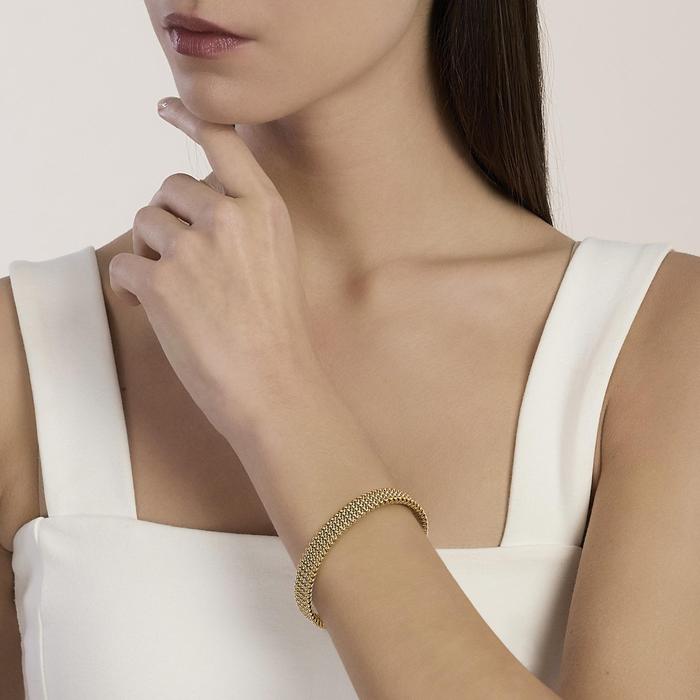 Bracciale cuff dorato con maglia mesh Style 61