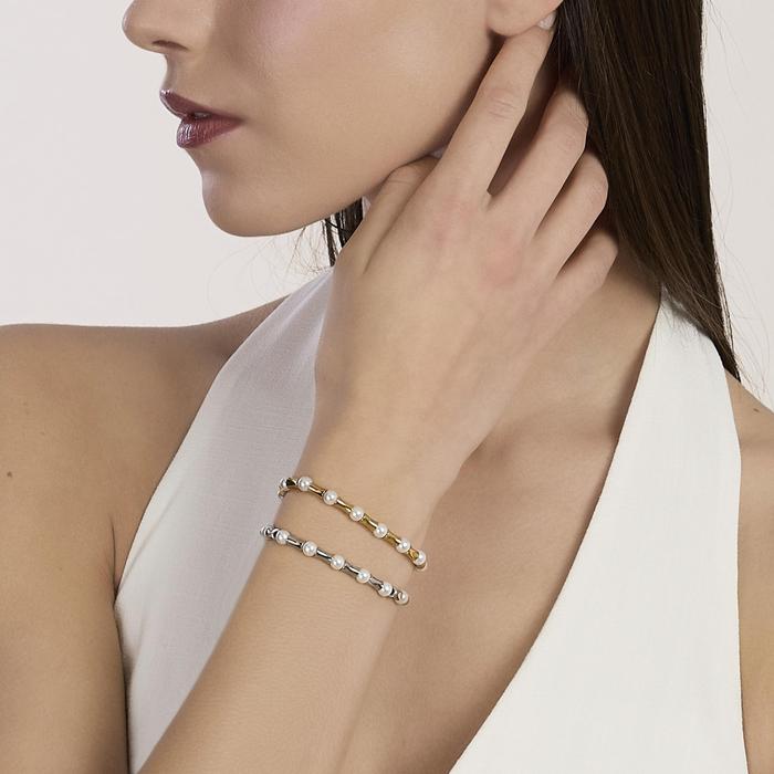 Bracciale con elementi bambù e perle conchiglia Style 79
