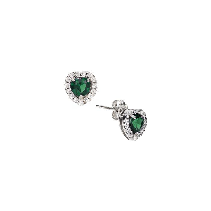 Boucles d'oreilles en or véritable et zircon émeraude