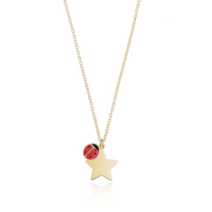 Real Gold Ladybug Star Necklace