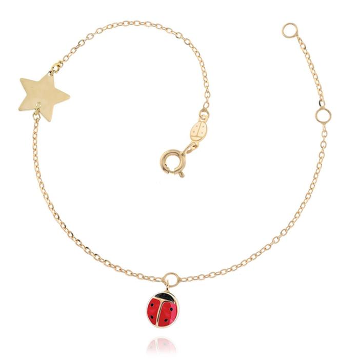 Real Gold Ladybug Star Bracelet