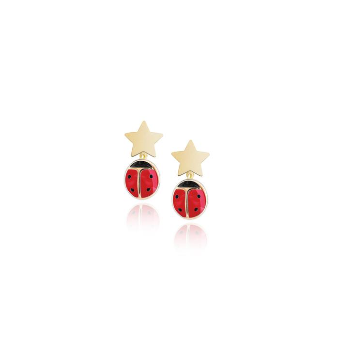 Boucles d'oreilles coccinelle étoile en or véritable