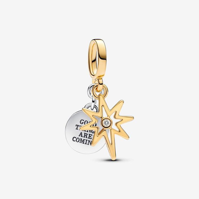 Pendentif Charm Étoile du Nord à graver avec un diamant créé en laboratoire
