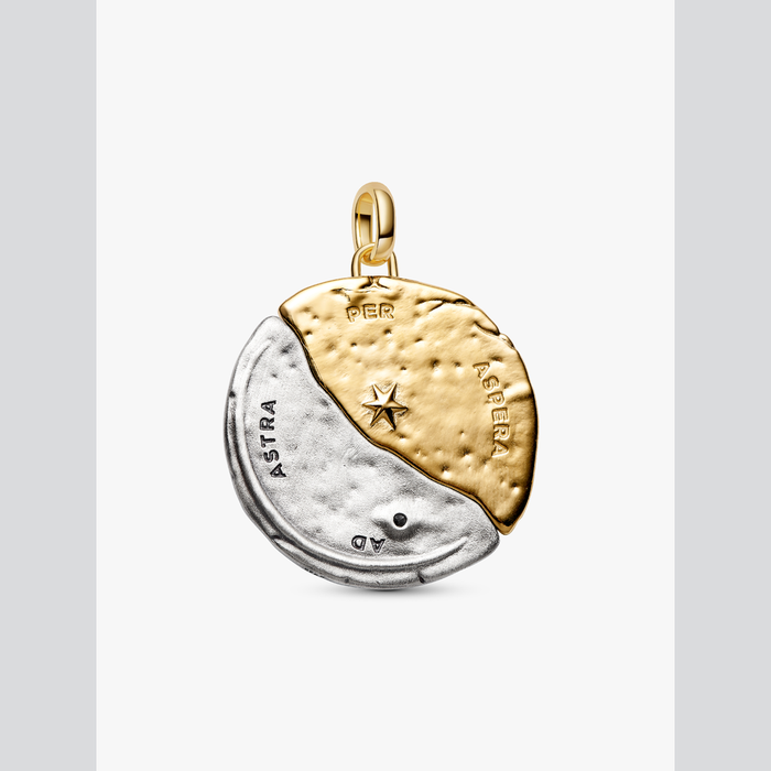 Charm Medallion XL Sole e Luna "Per Aspera Ad Astra"