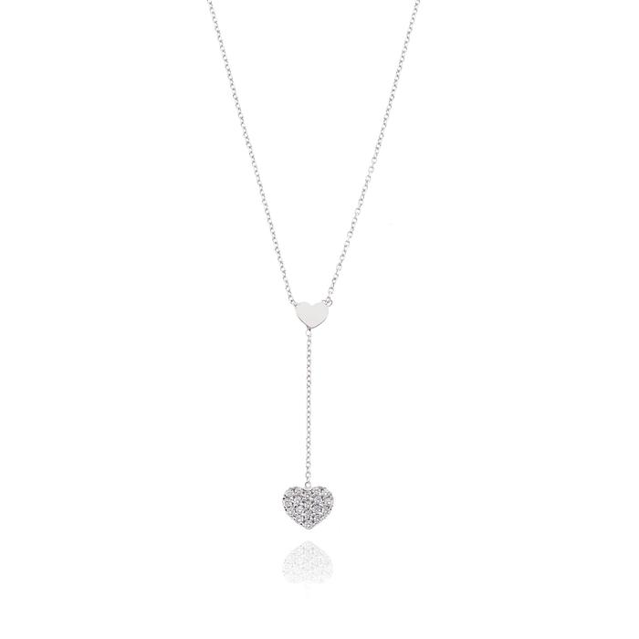 Real Gold Heart Necklace with Zircons