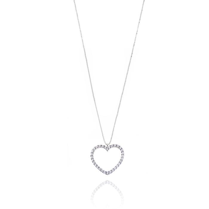Real Gold Heart Necklace with Zircons