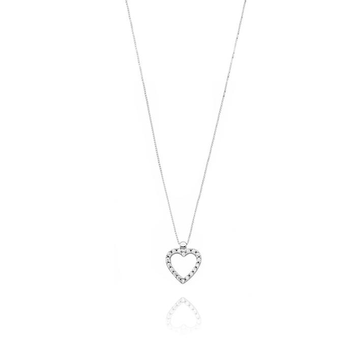 Real Gold Heart Necklace with Zircons