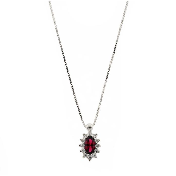 Collier en or véritable et rubis et zircon