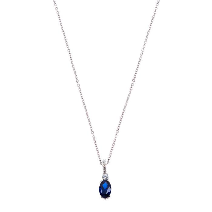 Collier en or véritable avec saphir et zircon