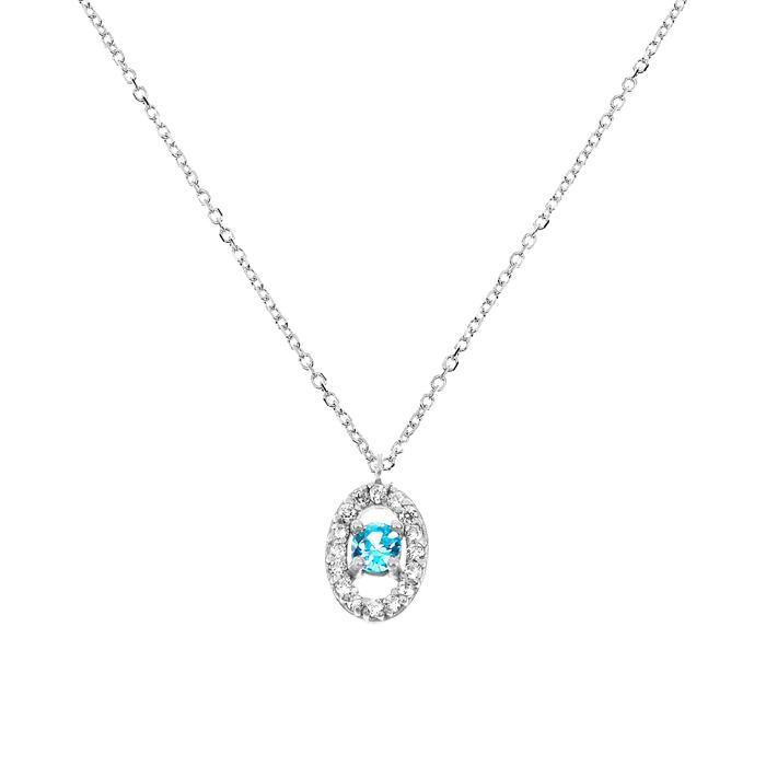 Collier en or véritable et zircon aigue-marine