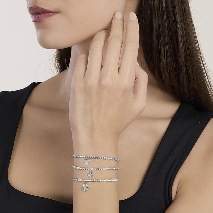 Bracciale tennis con acquamarina sintetica e ciondolo cuore LOVELY DAY